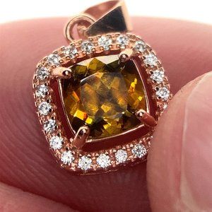 Sphene 1.35ct Rose Gold Finish Solid 925 Sterling Silver Pendant